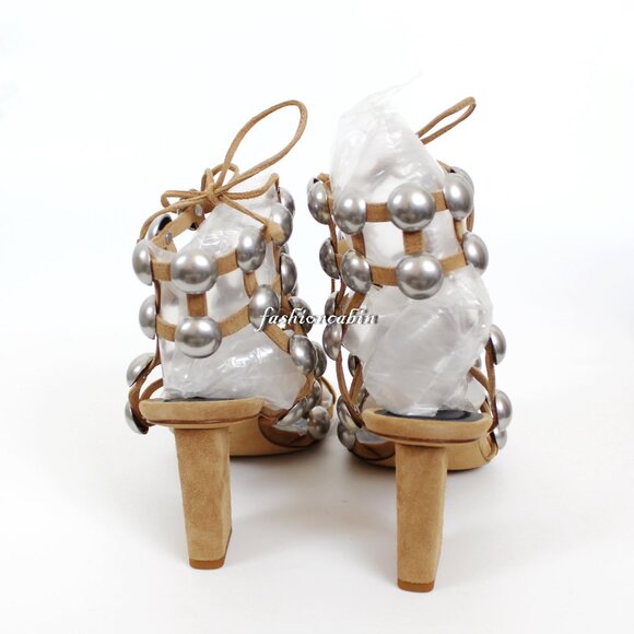 NEW Alexander Wang Rainey Studded Lace-Up Sandals – Embellished Heels Size EU 38 - Picture 5 of 8